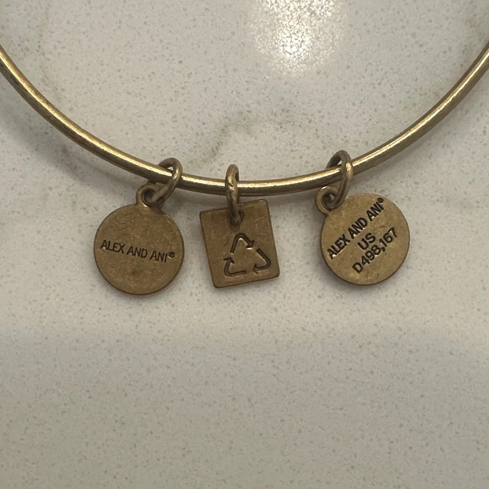 Alex and Ani Gold Nautical Wheel Charm Bangle Bracelet - Picture 4 of 4